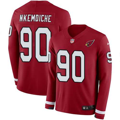 Nike Arizona Cardinals #90 Robert Nkemdiche Red Team Color Men's Stitched NFL Limited Therma Long Sleeve Jersey