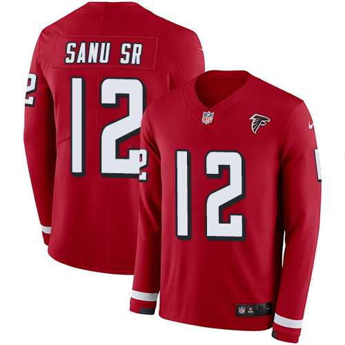 Nike Atlanta Falcons #12 Mohamed Sanu Sr Red Team Color Men's Stitched NFL Limited Therma Long Sleeve Jersey