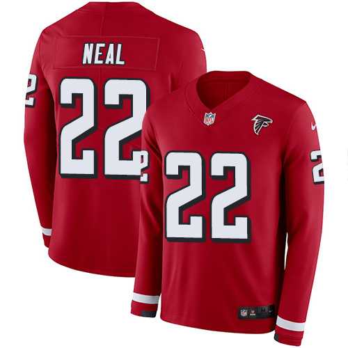 Nike Atlanta Falcons #22 Keanu Neal Red Team Color Men's Stitched NFL Limited Therma Long Sleeve Jersey