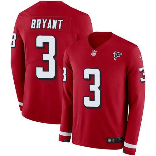 Nike Atlanta Falcons #3 Matt Bryant Red Team Color Men's Stitched NFL Limited Therma Long Sleeve Jersey