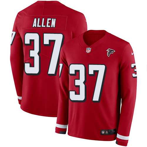 Nike Atlanta Falcons #37 Ricardo Allen Red Team Color Men's Stitched NFL Limited Therma Long Sleeve Jersey