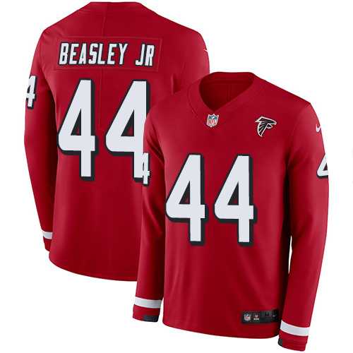 Nike Atlanta Falcons #44 Vic Beasley Jr Red Team Color Men's Stitched NFL Limited Therma Long Sleeve Jersey