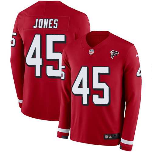 Nike Atlanta Falcons #45 Deion Jones Red Team Color Men's Stitched NFL Limited Therma Long Sleeve Jersey