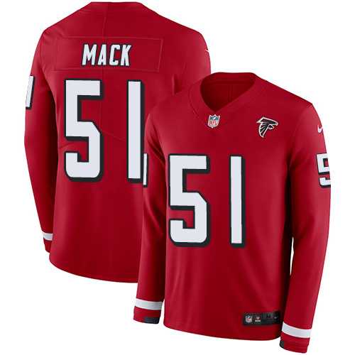 Nike Atlanta Falcons #51 Alex Mack Red Team Color Men's Stitched NFL Limited Therma Long Sleeve Jersey