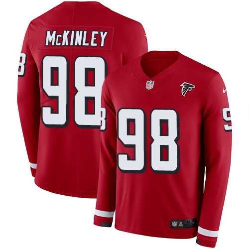 Nike Atlanta Falcons #98 Takkarist McKinley Red Team Color Men's Stitched NFL Limited Therma Long Sleeve Jersey