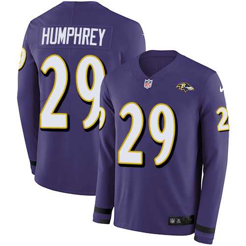 Nike Baltimore Ravens #29 Marlon Humphrey Purple Team Color Men's Stitched NFL Limited Therma Long Sleeve Jersey
