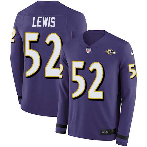 Nike Baltimore Ravens #52 Ray Lewis Purple Team Color Men's Stitched NFL Limited Therma Long Sleeve Jersey