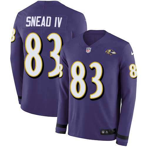 Nike Baltimore Ravens #83 Willie Snead IV Purple Team Color Men's Stitched NFL Limited Therma Long Sleeve Jersey