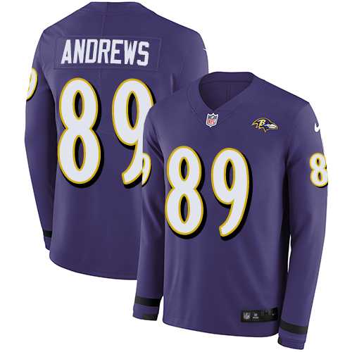 Nike Baltimore Ravens #89 Mark Andrews Purple Team Color Men's Stitched NFL Limited Therma Long Sleeve Jersey