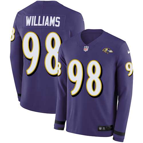 Nike Baltimore Ravens #98 Brandon Williams Purple Team Color Men's Stitched NFL Limited Therma Long Sleeve Jersey