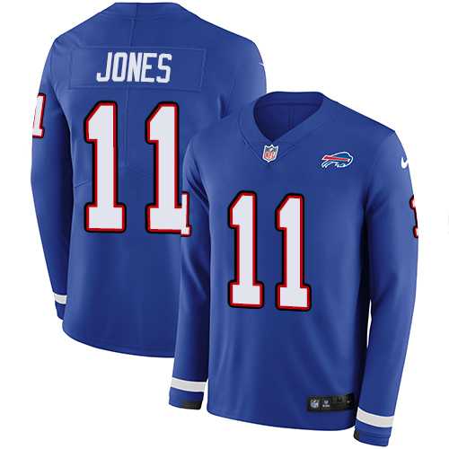 Nike Buffalo Bills #11 Zay Jones Royal Blue Team Color Men's Stitched NFL Limited Therma Long Sleeve Jersey