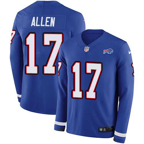 Nike Buffalo Bills #17 Josh Allen Royal Blue Team Color Men's Stitched NFL Limited Therma Long Sleeve Jersey