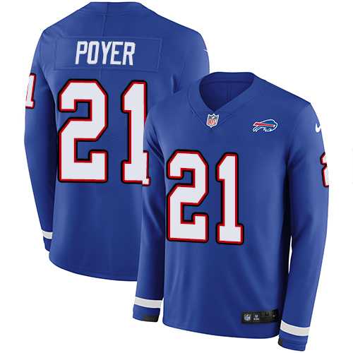 Nike Buffalo Bills #21 Jordan Poyer Royal Blue Team Color Men's Stitched NFL Limited Therma Long Sleeve Jersey