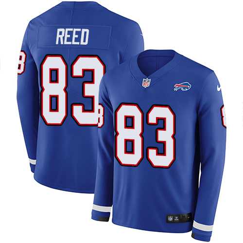 Nike Buffalo Bills #83 Andre Reed Royal Blue Team Color Men's Stitched NFL Limited Therma Long Sleeve Jersey