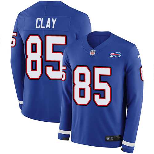 Nike Buffalo Bills #85 Charles Clay Royal Blue Team Color Men's Stitched NFL Limited Therma Long Sleeve Jersey