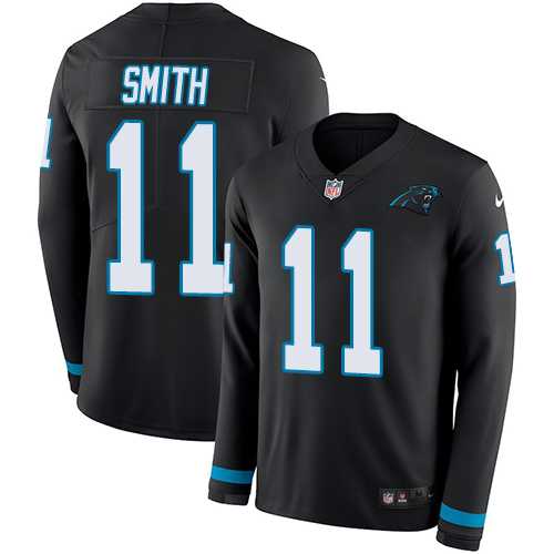 Nike Carolina Panthers #11 Torrey Smith Black Team Color Men's Stitched NFL Limited Therma Long Sleeve Jersey