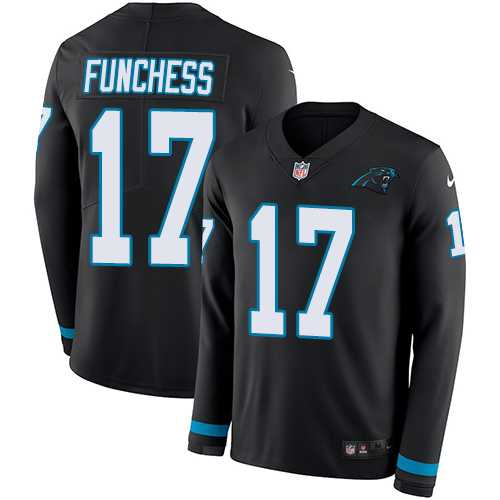 Nike Carolina Panthers #17 Devin Funchess Black Team Color Men's Stitched NFL Limited Therma Long Sleeve Jersey