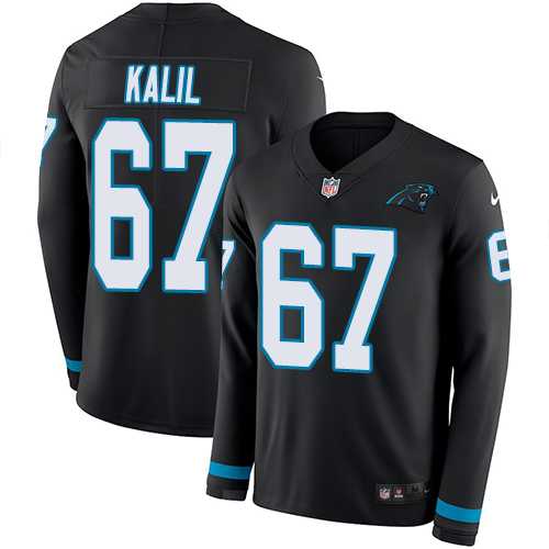 Nike Carolina Panthers #67 Ryan Kalil Black Team Color Men's Stitched NFL Limited Therma Long Sleeve Jersey