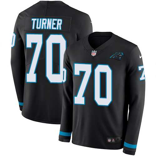 Nike Carolina Panthers #70 Trai Turner Black Team Color Men's Stitched NFL Limited Therma Long Sleeve Jersey