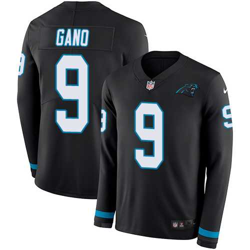 Nike Carolina Panthers #9 Graham Gano Black Team Color Men's Stitched NFL Limited Therma Long Sleeve Jersey