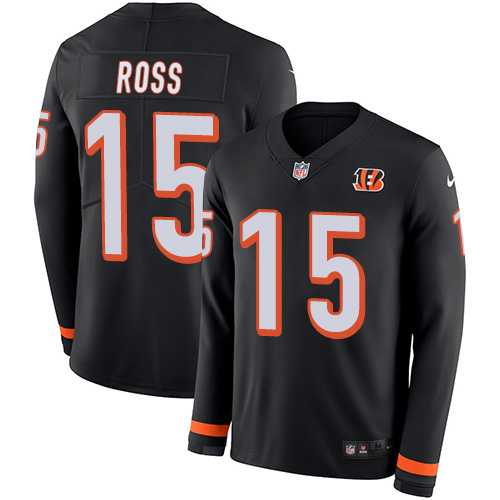 Nike Cincinnati Bengals #15 John Ross Black Team Color Men's Stitched NFL Limited Therma Long Sleeve Jersey