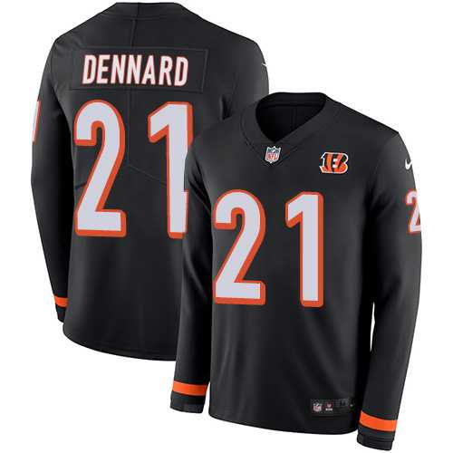 Nike Cincinnati Bengals #21 Darqueze Dennard Black Team Color Men's Stitched NFL Limited Therma Long Sleeve Jersey