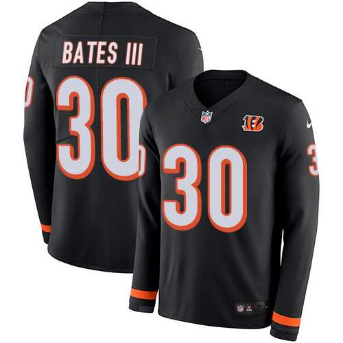 Nike Cincinnati Bengals #30 Jessie Bates III Black Team Color Men's Stitched NFL Limited Therma Long Sleeve Jersey