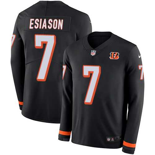 Nike Cincinnati Bengals #7 Boomer Esiason Black Team Color Men's Stitched NFL Limited Therma Long Sleeve Jersey