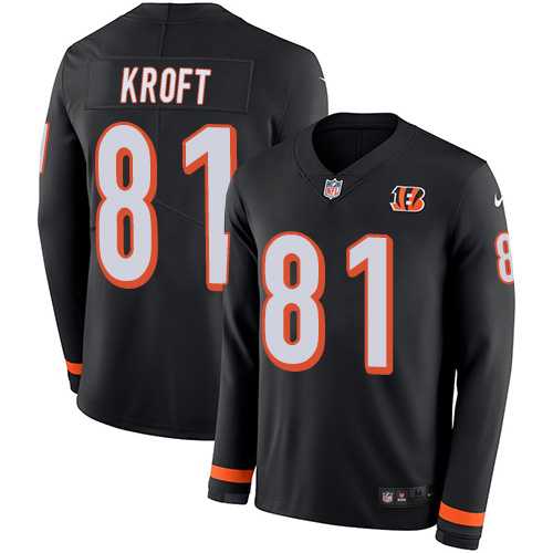 Nike Cincinnati Bengals #81 Tyler Kroft Black Team Color Men's Stitched NFL Limited Therma Long Sleeve Jersey