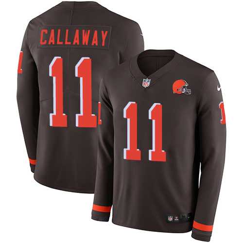Nike Cleveland Browns #11 Antonio Callaway Brown Team Color Men's Stitched NFL Limited Therma Long Sleeve Jersey