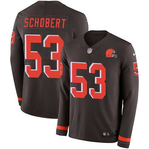 Nike Cleveland Browns #53 Joe Schobert Brown Team Color Men's Stitched NFL Limited Therma Long Sleeve Jersey