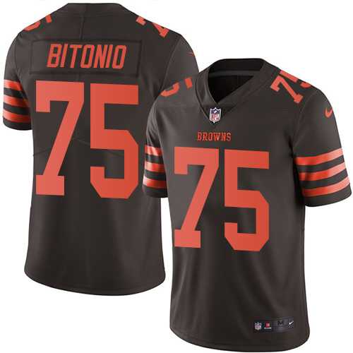 Nike Cleveland Browns #75 Joel Bitonio Brown Men's Stitched Football Limited Rush Jersey