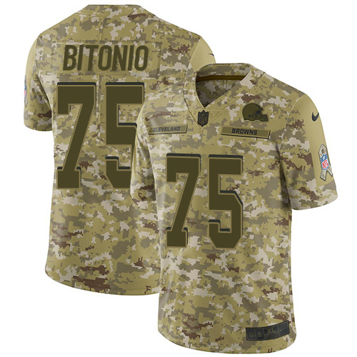 Nike Cleveland Browns #75 Joel Bitonio Camo Men's Stitched NFL Limited 2018 Salute To Service Jersey