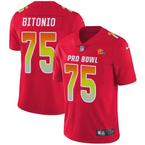 Nike Cleveland Browns #75 Joel Bitonio Red Men's Stitched Football Limited AFC 2019 Pro Bowl Jersey