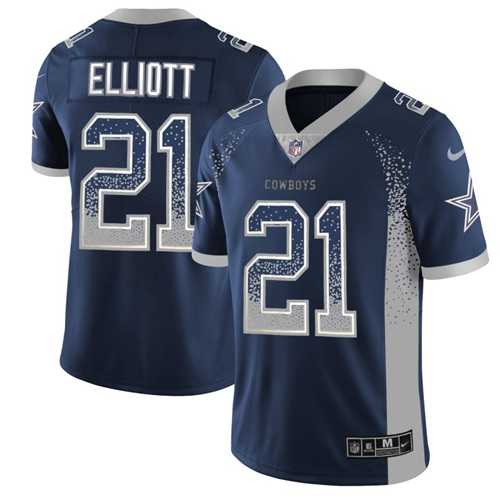 Nike Dallas Cowboys #21 Ezekiel Elliott Navy Blue Team Color Men's Stitched NFL Limited Rush Drift Fashion Jersey