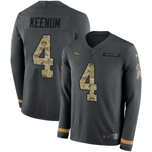 Nike Denver Broncos #4 Case Keenum Anthracite Salute to Service Men's Stitched NFL Limited Therma Long Sleeve Jersey