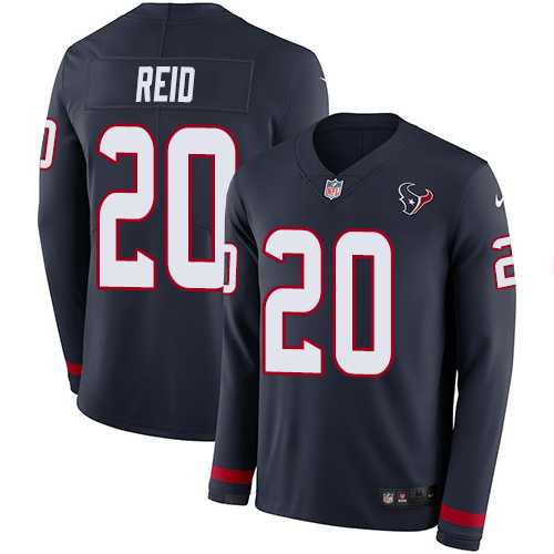 Nike Houston Texans #20 Justin Reid Navy Blue Team Color Men's Stitched NFL Limited Therma Long Sleeve Jersey