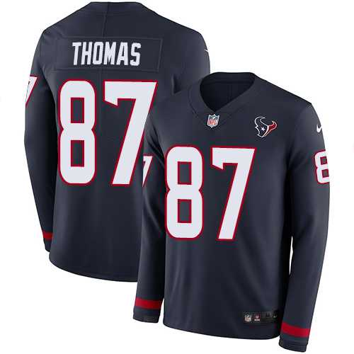 Nike Houston Texans #87 Demaryius Thomas Navy Blue Team Color Men's Stitched NFL Limited Therma Long Sleeve Jersey
