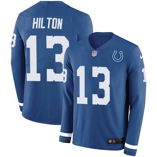 Nike Indianapolis Colts #13 T.Y. Hilton Royal Blue Team Color Men's Stitched NFL Limited Therma Long Sleeve Jersey