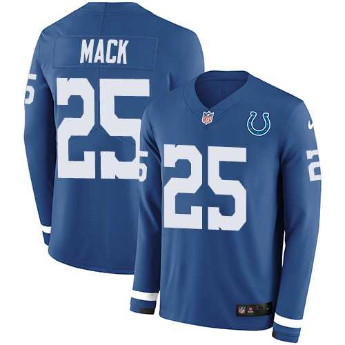 Nike Indianapolis Colts #25 Marlon Mack Royal Blue Team Color Men's Stitched NFL Limited Therma Long Sleeve Jersey
