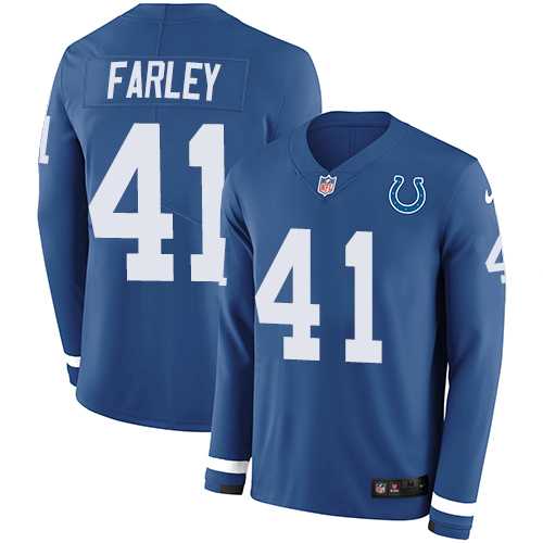 Nike Indianapolis Colts #41 Matthias Farley Royal Blue Team Color Men's Stitched NFL Limited Therma Long Sleeve Jersey