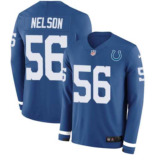 Nike Indianapolis Colts #56 Quenton Nelson Royal Blue Team Color Men's Stitched NFL Limited Therma Long Sleeve Jersey