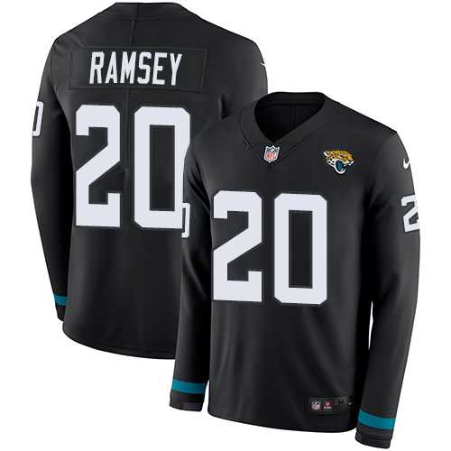 Nike Jacksonville Jaguars #20 Jalen Ramsey Black Team Color Men's Stitched NFL Limited Therma Long Sleeve Jersey