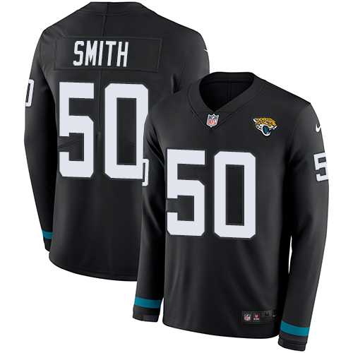 Nike Jacksonville Jaguars #50 Telvin Smith Black Team Color Men's Stitched NFL Limited Therma Long Sleeve Jersey