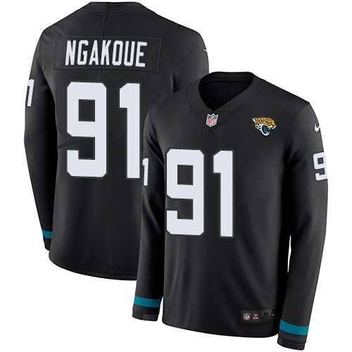 Nike Jacksonville Jaguars #91 Yannick Ngakoue Black Team Color Men's Stitched NFL Limited Therma Long Sleeve Jersey