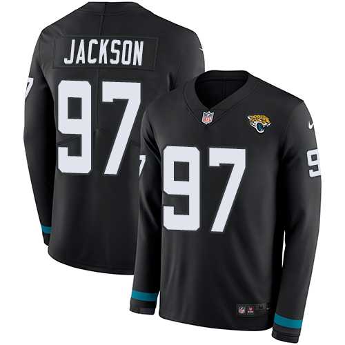 Nike Jacksonville Jaguars #97 Malik Jackson Black Team Color Men's Stitched NFL Limited Therma Long Sleeve Jersey