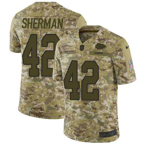 Nike Kansas City Chiefs #42 Anthony Sherman Camo Men's Stitched NFL Limited 2018 Salute To Service Jersey