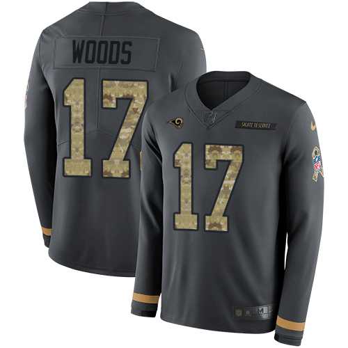 Nike Los Angeles Rams #17 Robert Woods Anthracite Salute to Service Men's Stitched NFL Limited Therma Long Sleeve Jersey