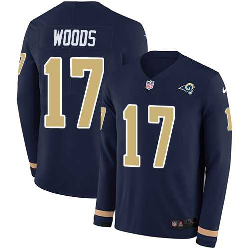 Nike Los Angeles Rams #17 Robert Woods Navy Blue Team Color Men's Stitched NFL Limited Therma Long Sleeve Jersey