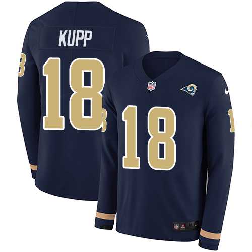 Nike Los Angeles Rams #18 Cooper Kupp Navy Blue Team Color Men's Stitched NFL Limited Therma Long Sleeve Jersey